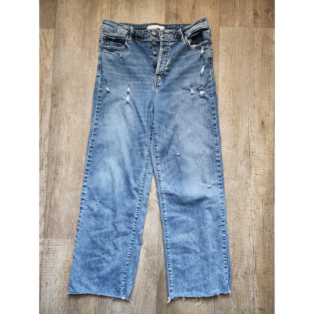 HIDDEN Los Angeles Jeans Womens 30 High Waisted Blue Cropped Distressed Stretch